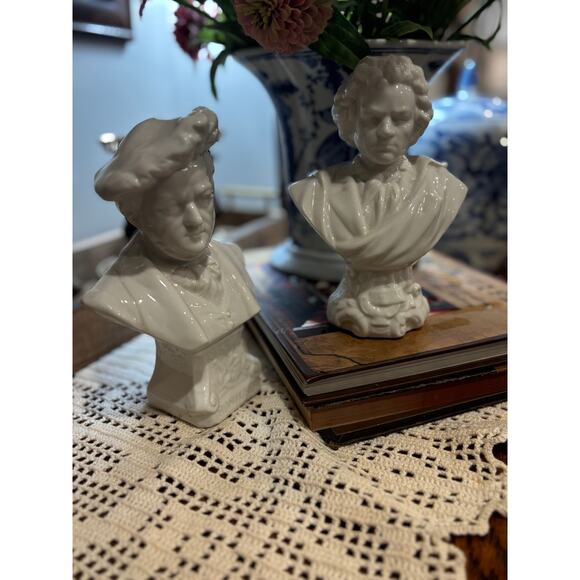 Vtg Bust of Beethoven and Wagner composers Porcelain statues figurines set - Picture 7 of 8